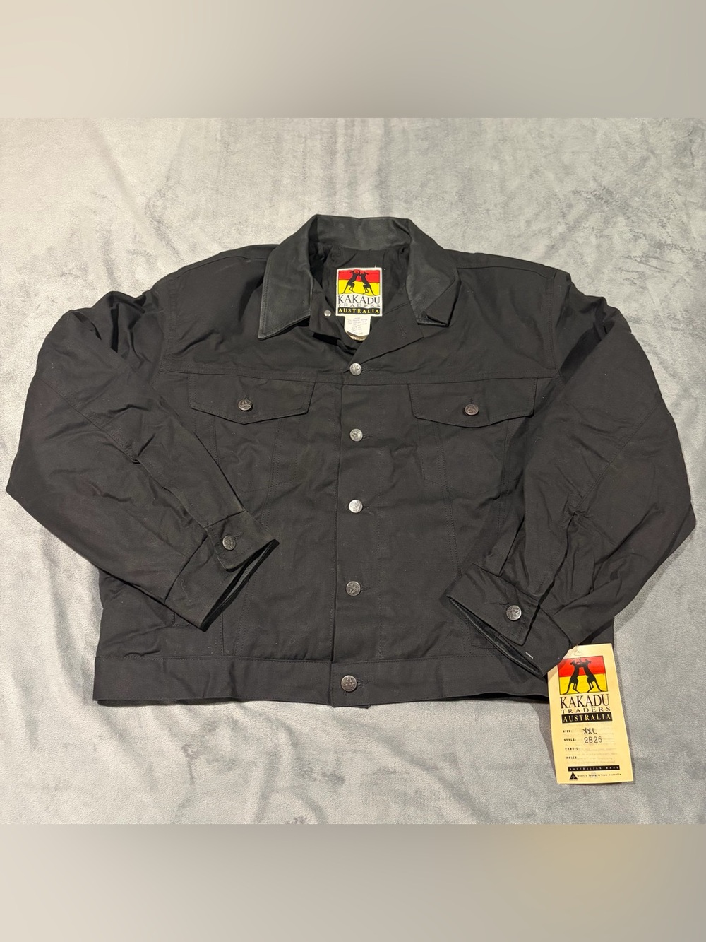 Kakadu Traders Australia Jacket Mens XXL Black Oilskin Cloth Barn Chore Grunge